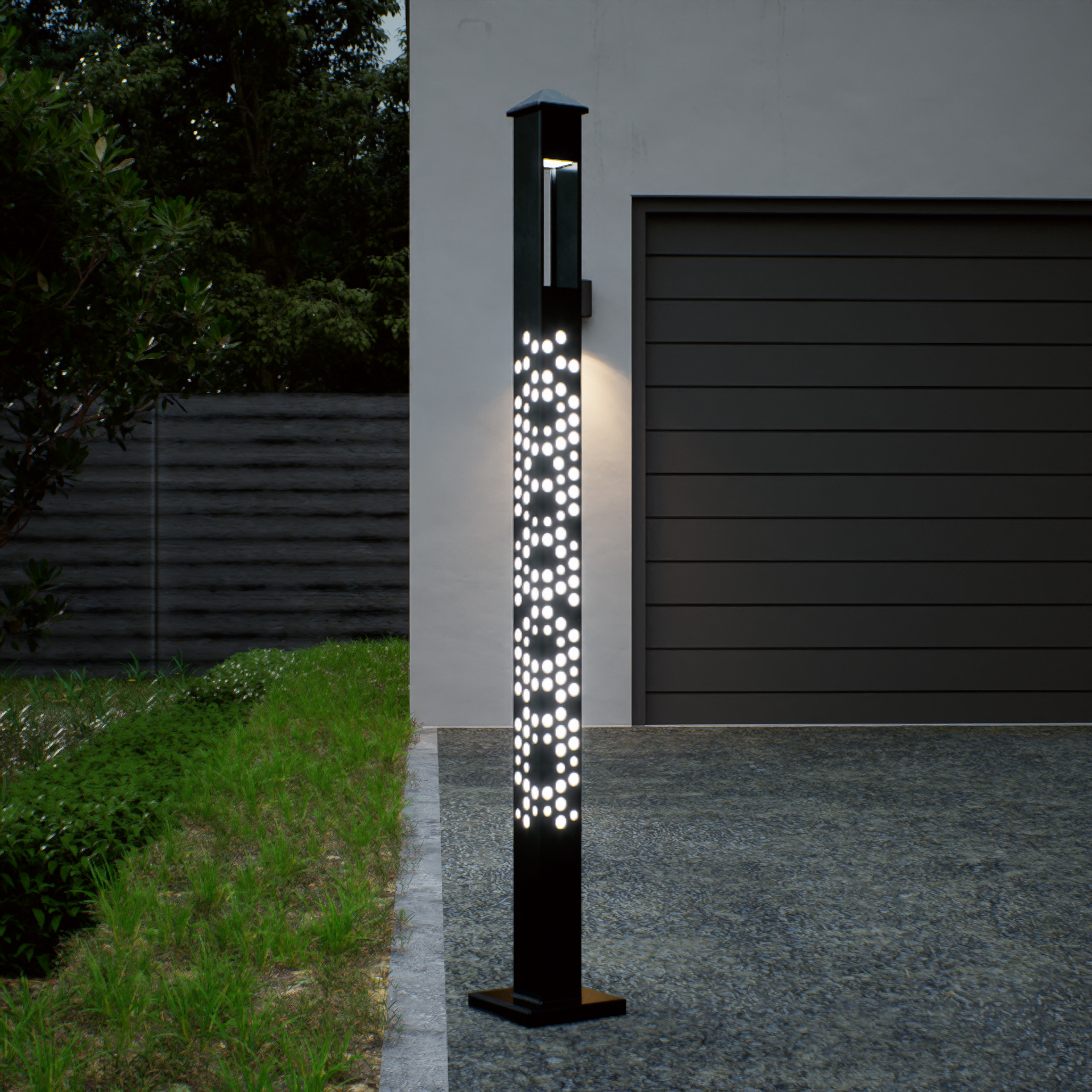 Lampa exterior cu ornamente metalice Lampa exterior cu ornamente metalice