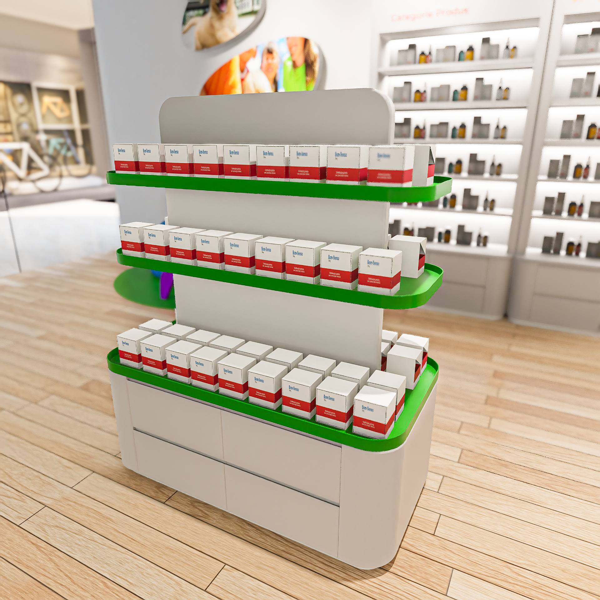 Insula cu rafturi pentru farmacii PharmaEasy Insula cu rafturi pentru farmacii PharmaEasy